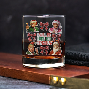 Trump I'll Be Home for Christmas - Humorous Trump Christmas Rock Glass HA75 63652