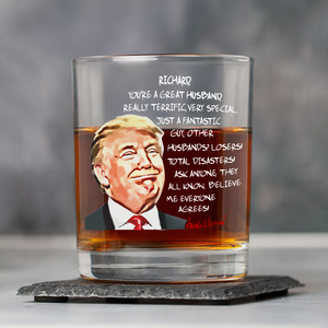 Custom Husband Name With Funny Trump Print Whiskey Glass HO82 65548