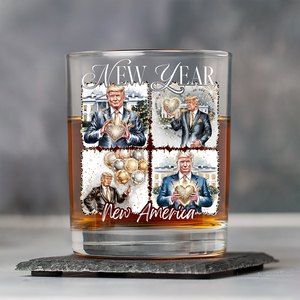 New Year New America Trump 2025 Disco Ball Whisky Glass HA75 67132