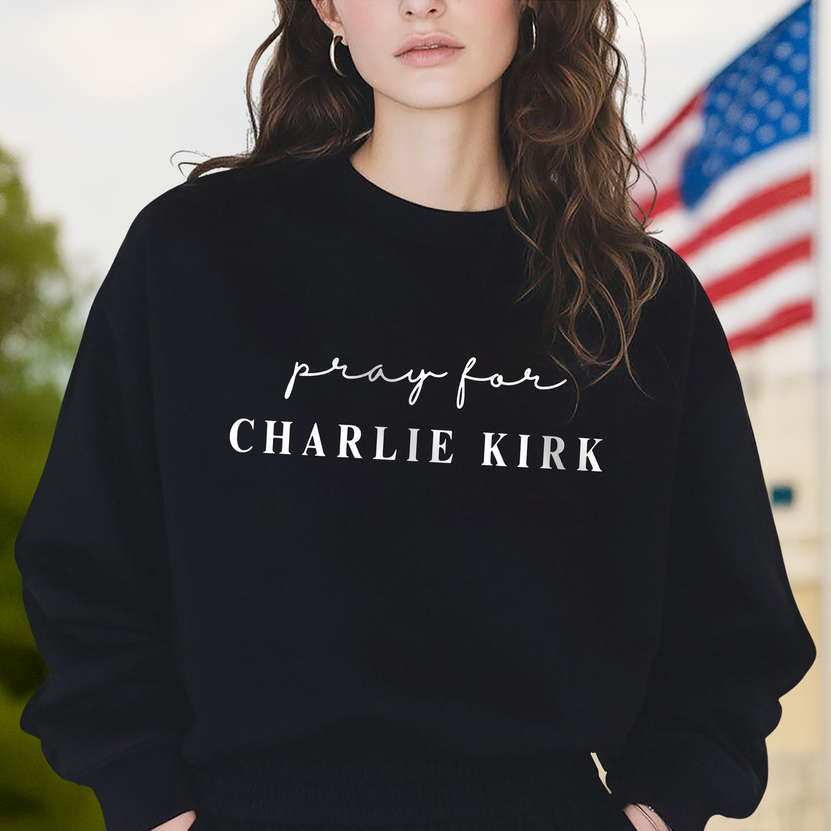 Pray for Charlie Kirk Dark Shirt LM32 65537