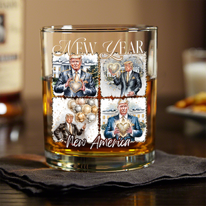 New Year New America Trump 2025 Disco Ball Whisky Glass HA75 67132