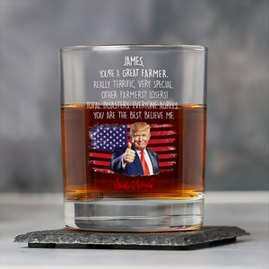 Custom Name You Are A Great Farmer With Funny President Trump Print Whiskey Glass HO82 65572