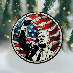 Trump With Raised Fist Stained Ceramic Ornament HA75 63970