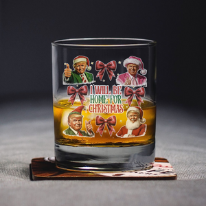 Trump I'll Be Home for Christmas - Humorous Trump Christmas Rock Glass HA75 63652