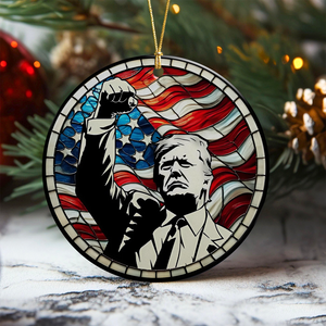 Trump With Raised Fist Stained Ceramic Ornament HA75 63970