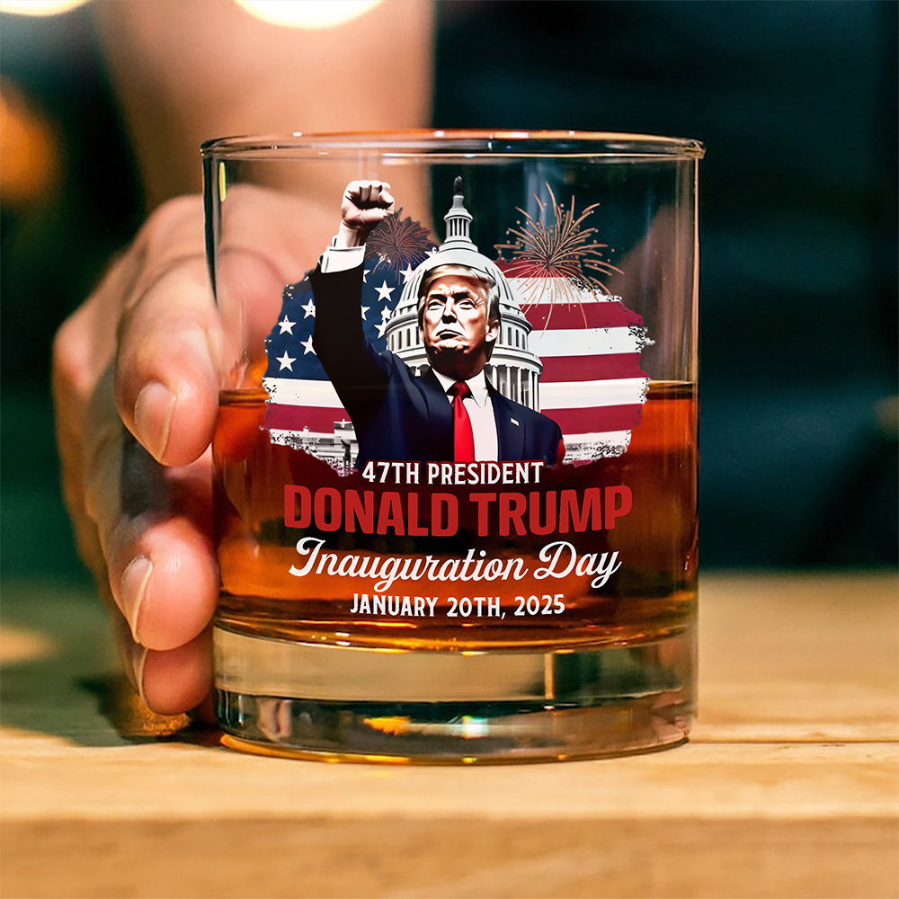 Donald Trump Inauguration Day Keep Calm And Celebrate The Win Whiskey Glass LM32 65165