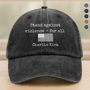 Charlie Kirk Stand Against Violence - For All Washed  Denim Baseball Cap LM32 65649