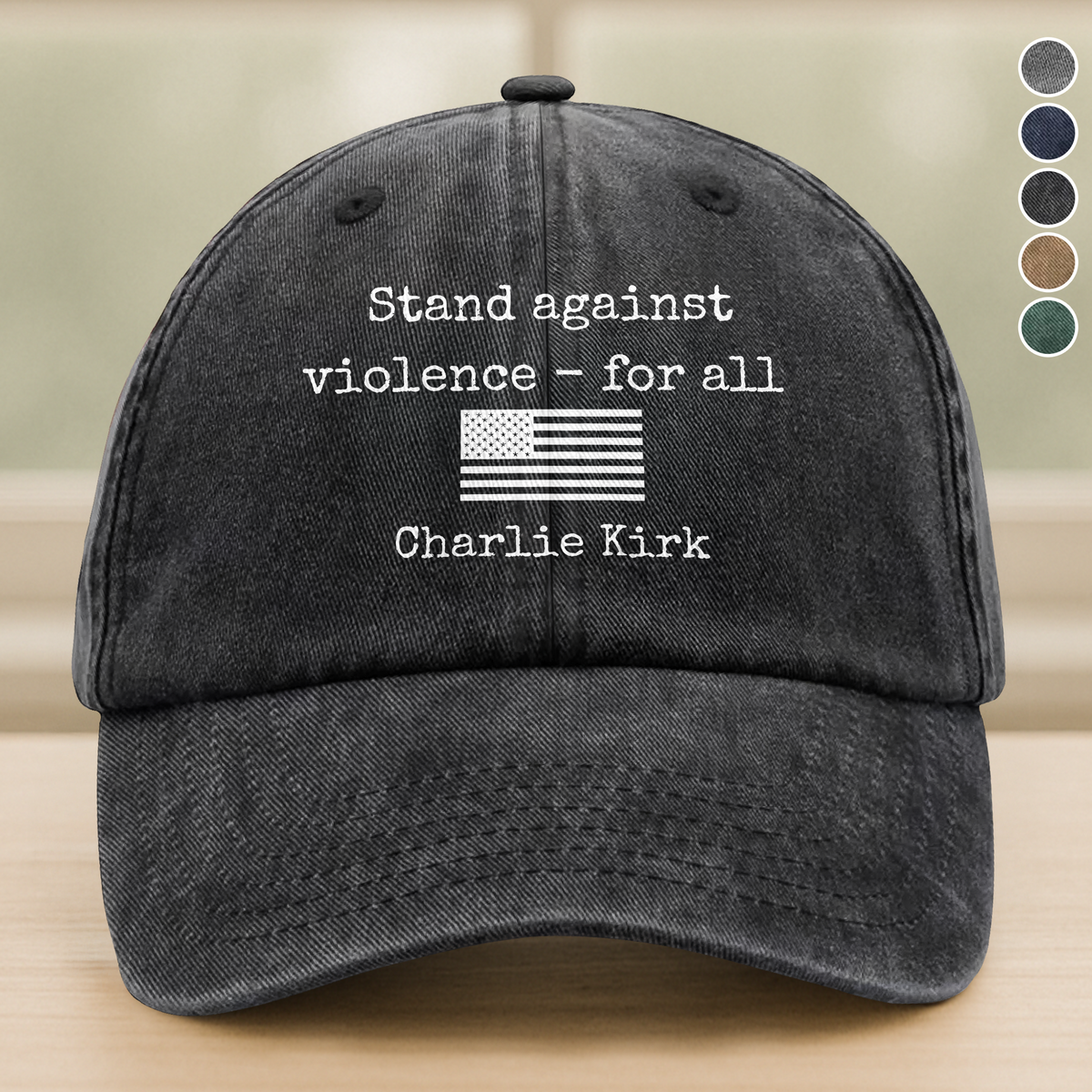 Charlie Kirk Stand Against Violence - For All Washed  Denim Baseball Cap LM32 65649