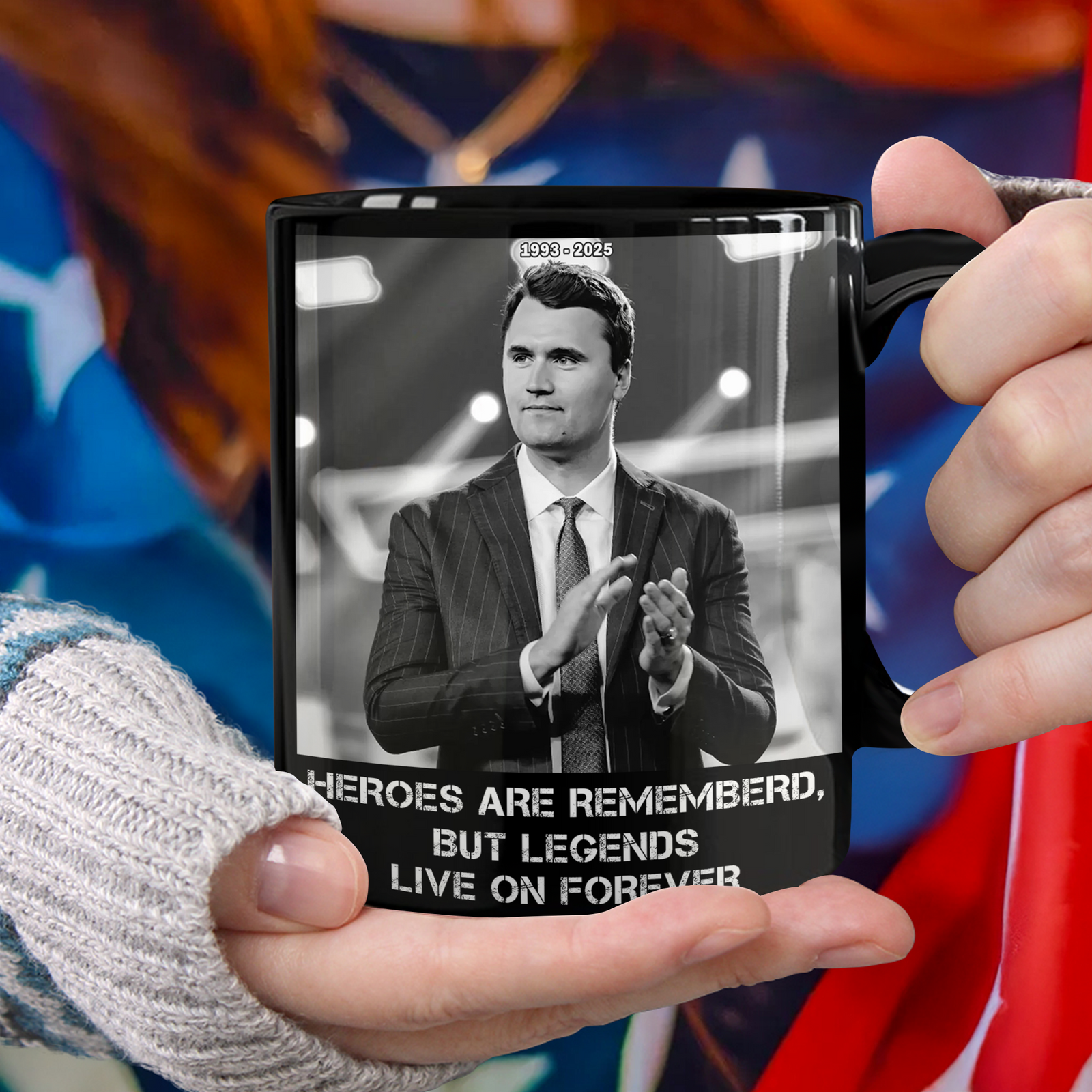 Pray For Charlie Kirk - Legends Live On Forever Black Mug LM32 65407