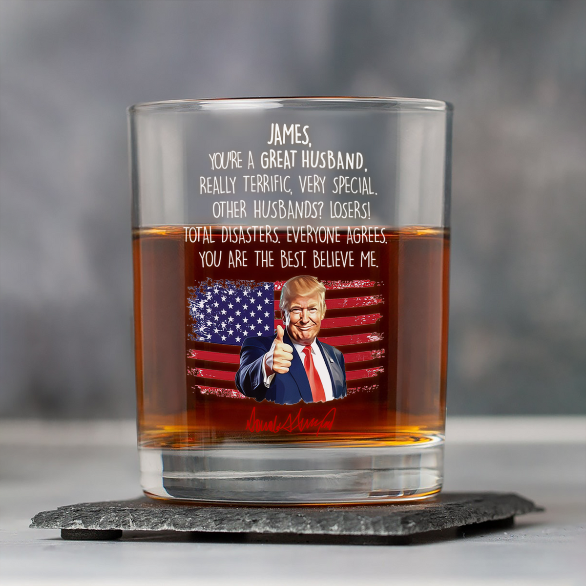 Trump Boyfriend For Him Funny Birthday Anniversary Valentine Christmas Print Whiskey Glass HO82 65528