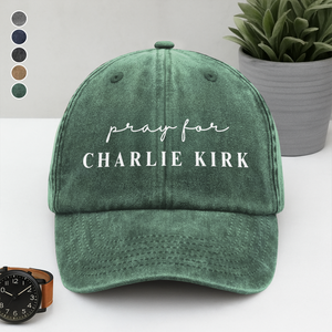 Pray for Charlie Kirk Washed Denim Baseball Cap LM32 65539