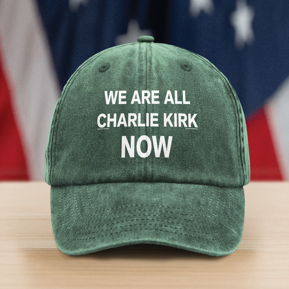 We Are All Charlie Kirk Now Memorial Washed Denim Baseball Cap LM32 65707