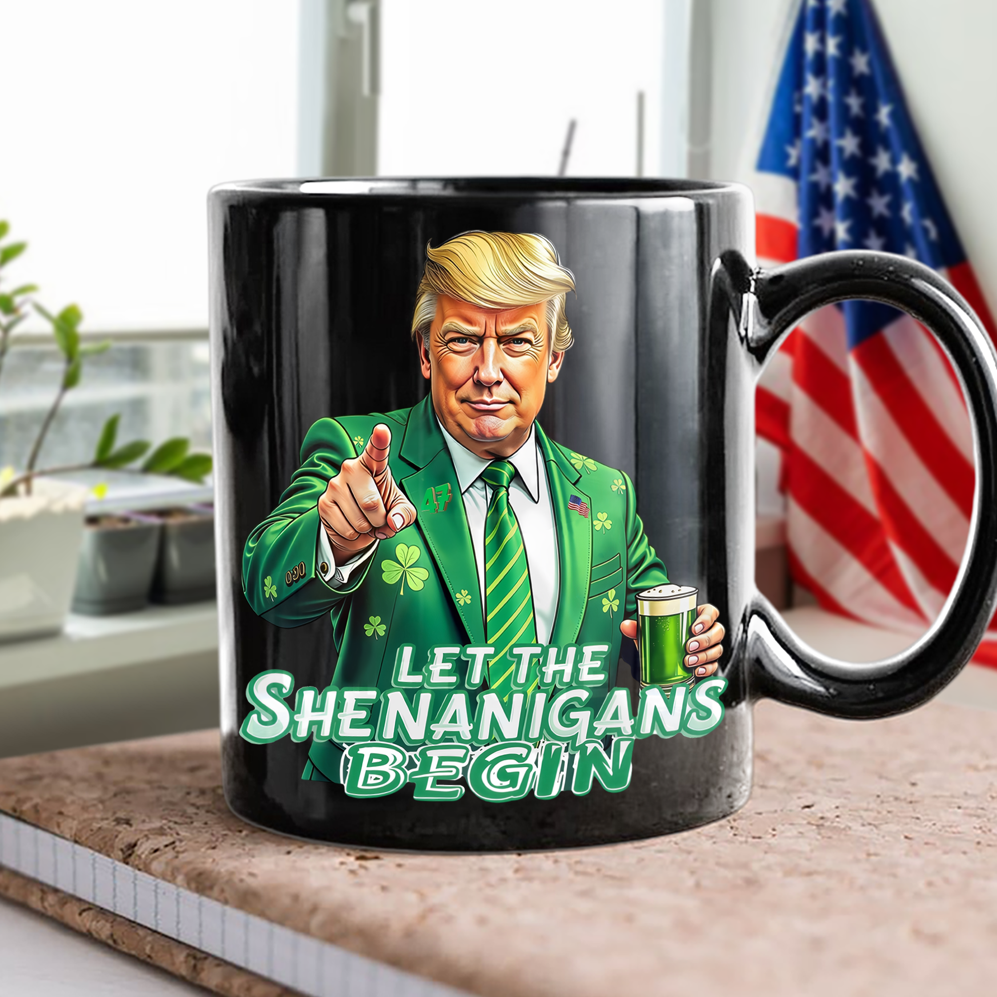 Trump Let The Shenanigans Begin St. Patrick's Day Black Mug LM32 65265