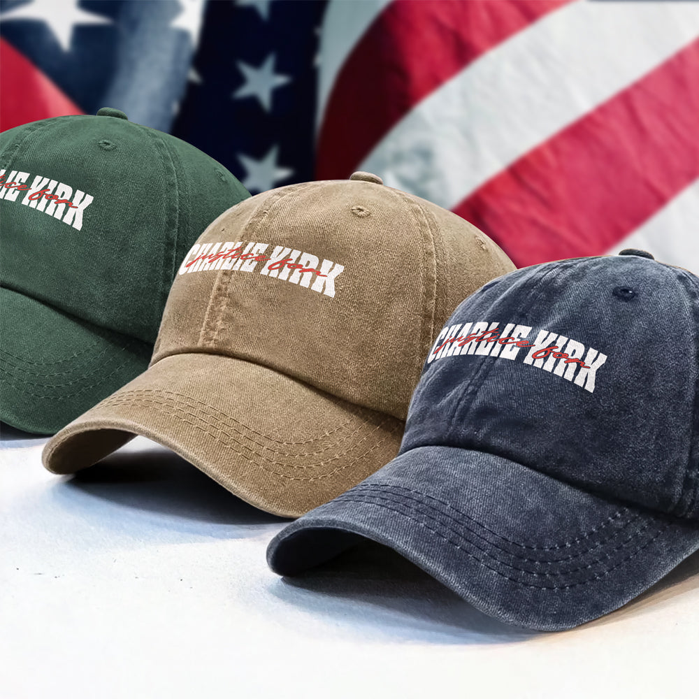 Justice for Charlie Kirk Washed Denim Baseball Cap HA75 64602