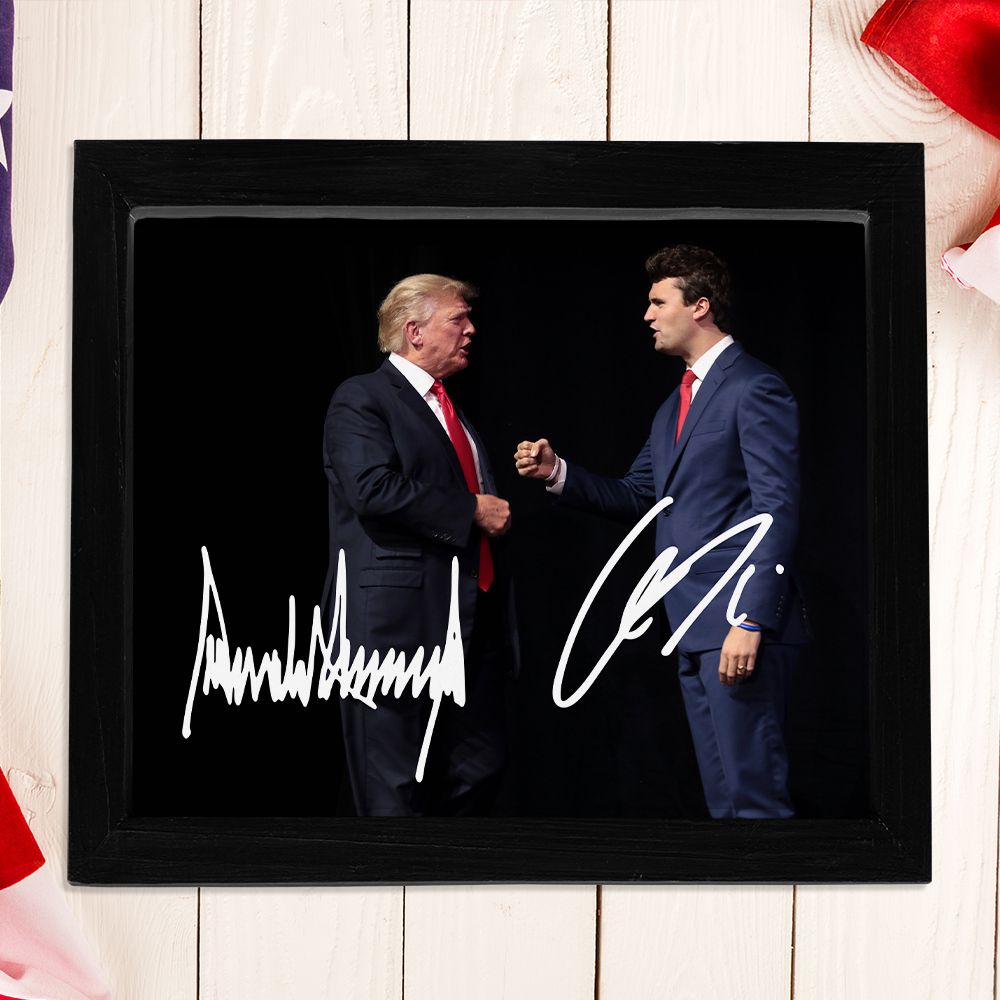 Charlie Kirk - Donald Trump Autographed Signed Picture Frame LM32 65505