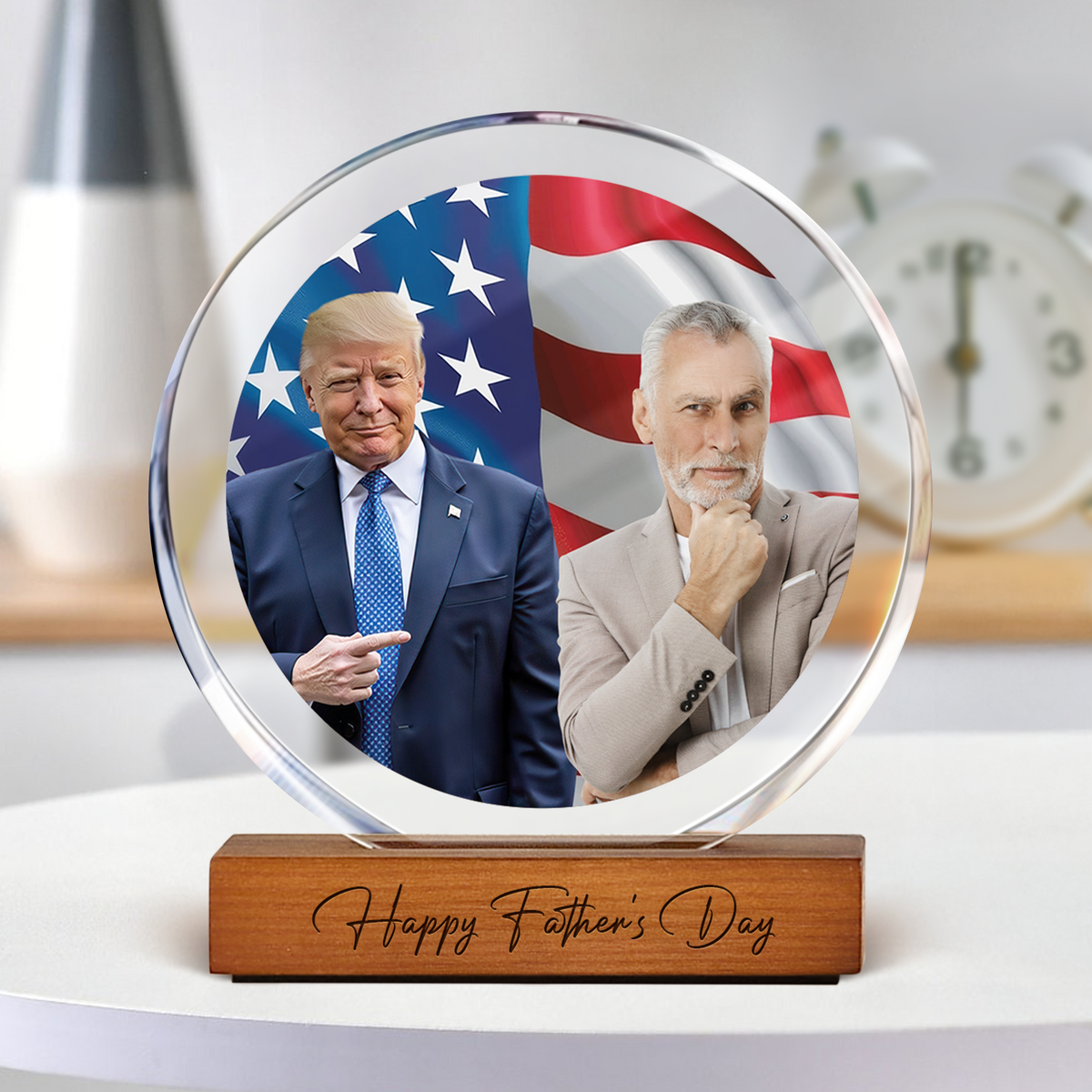 Personalize Custom Photo With Trump Happy Father's Day Acrylic Frame Block HA75 64400