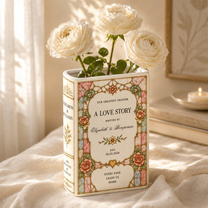 Personalized Wedding Toile De Jouy Ceramic Book Vase Bridal Shower Gift, Engagement Gift CH07 180192