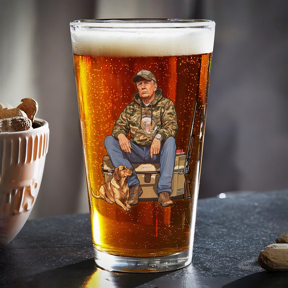 Trump Hunting Gear: Buck Around and Find Out Beer Glass LM32 63835