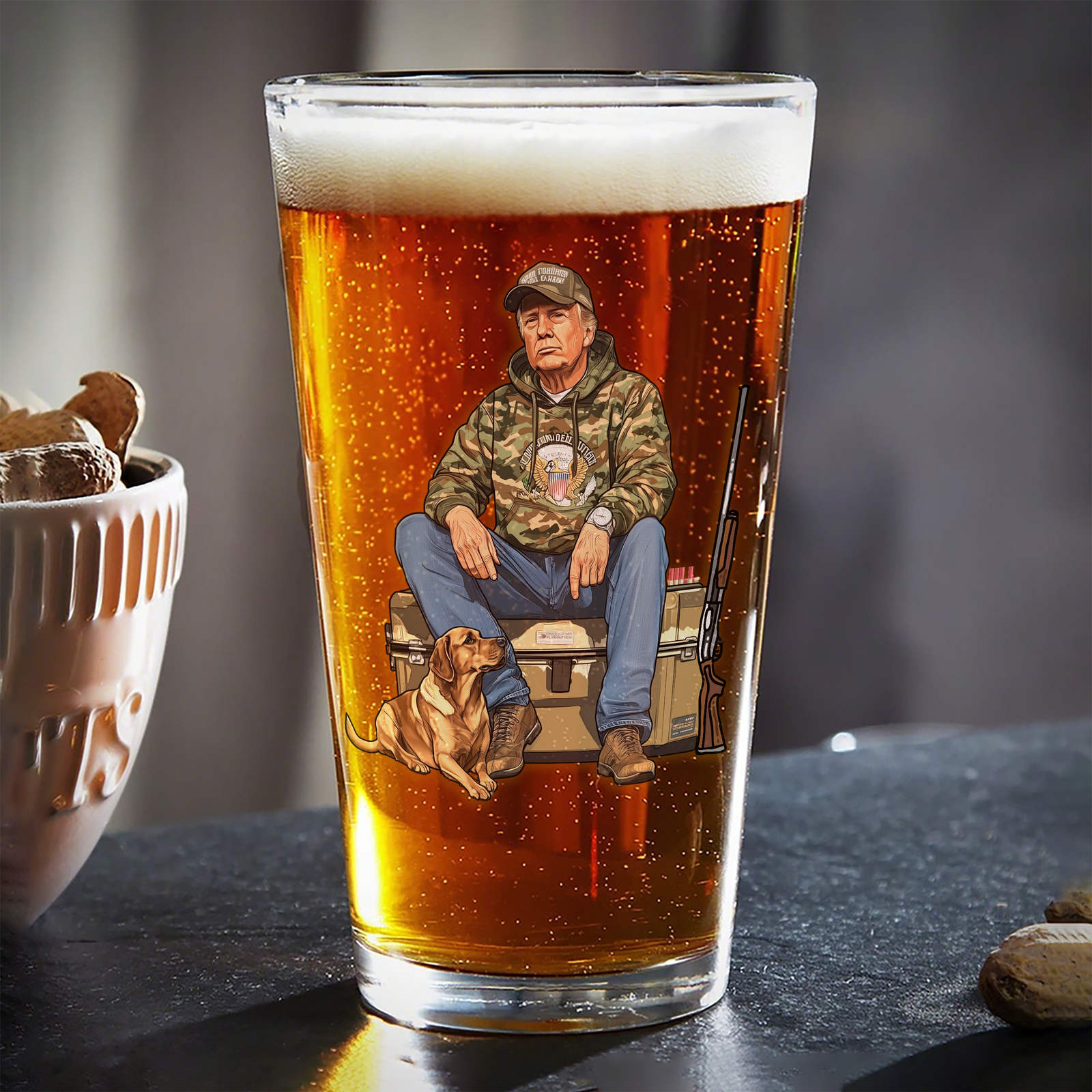 Trump Hunting Gear: Buck Around and Find Out Beer Glass LM32 63835