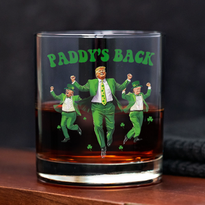 Trump Paddy's Back 2025 St. Patrick's Day Print Whiskey Glass LM32 65275