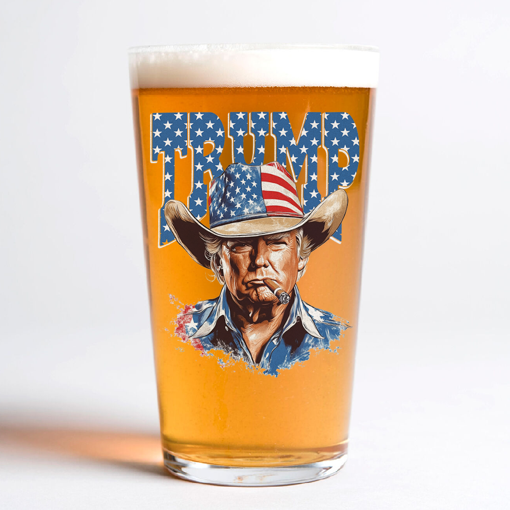 Western Trump Retro USA 4th of July Print Beer Glass HO82 65720