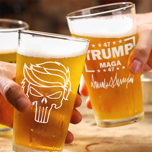 Patriotic Trump MAGA 47 Punisher Engraved Beer Glass LM32 63993