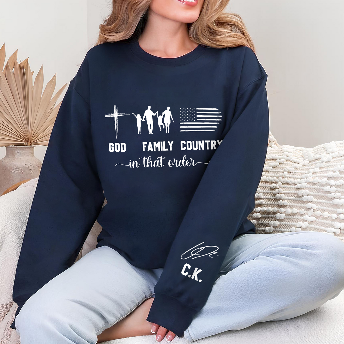 God - Family - Country In That Order Trump & Charlie Kirk Signature Sleeve Sweatshirt LM32 895805