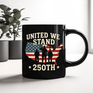 United We Stand 250th Anniversary USA Veteran Black Mug HA75 897306