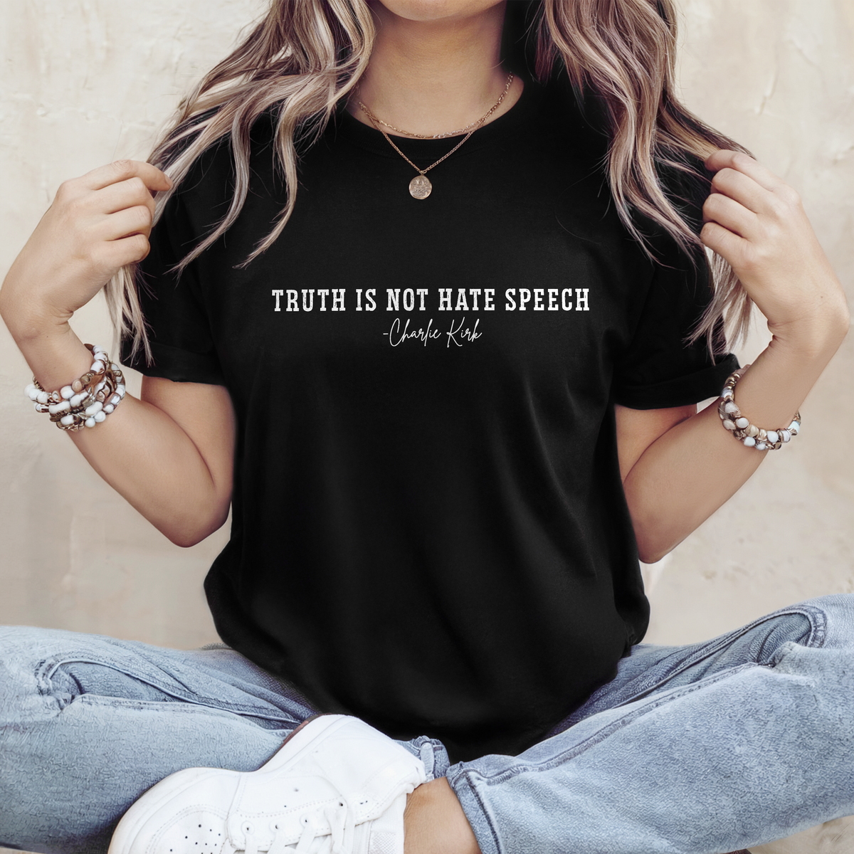 Pray For Charlie Kirk - Truth Is Not Hate Speech Dark Shirt LM32 65671