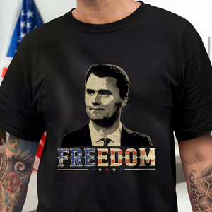 Freedom Charlie Kirk America Flag Dark Shirt CH07 67616