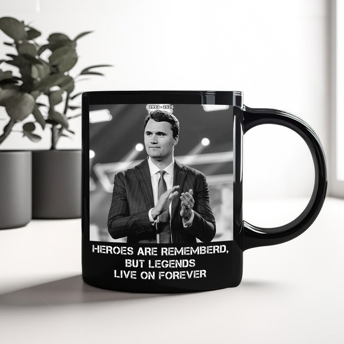 Pray For Charlie Kirk - Legends Live On Forever Black Mug LM32 65407