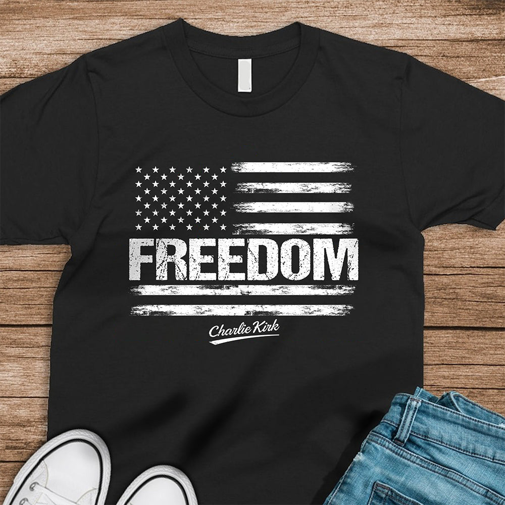 Freedom Pray For Charlie Kirk USA American Flag Patriotic Dark Shirt CH07 67604
