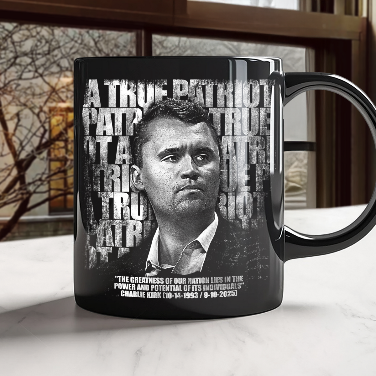 Charlie Kirk Memorial – A True Patriot Tribute Remembrance Black Mug LM32 65541