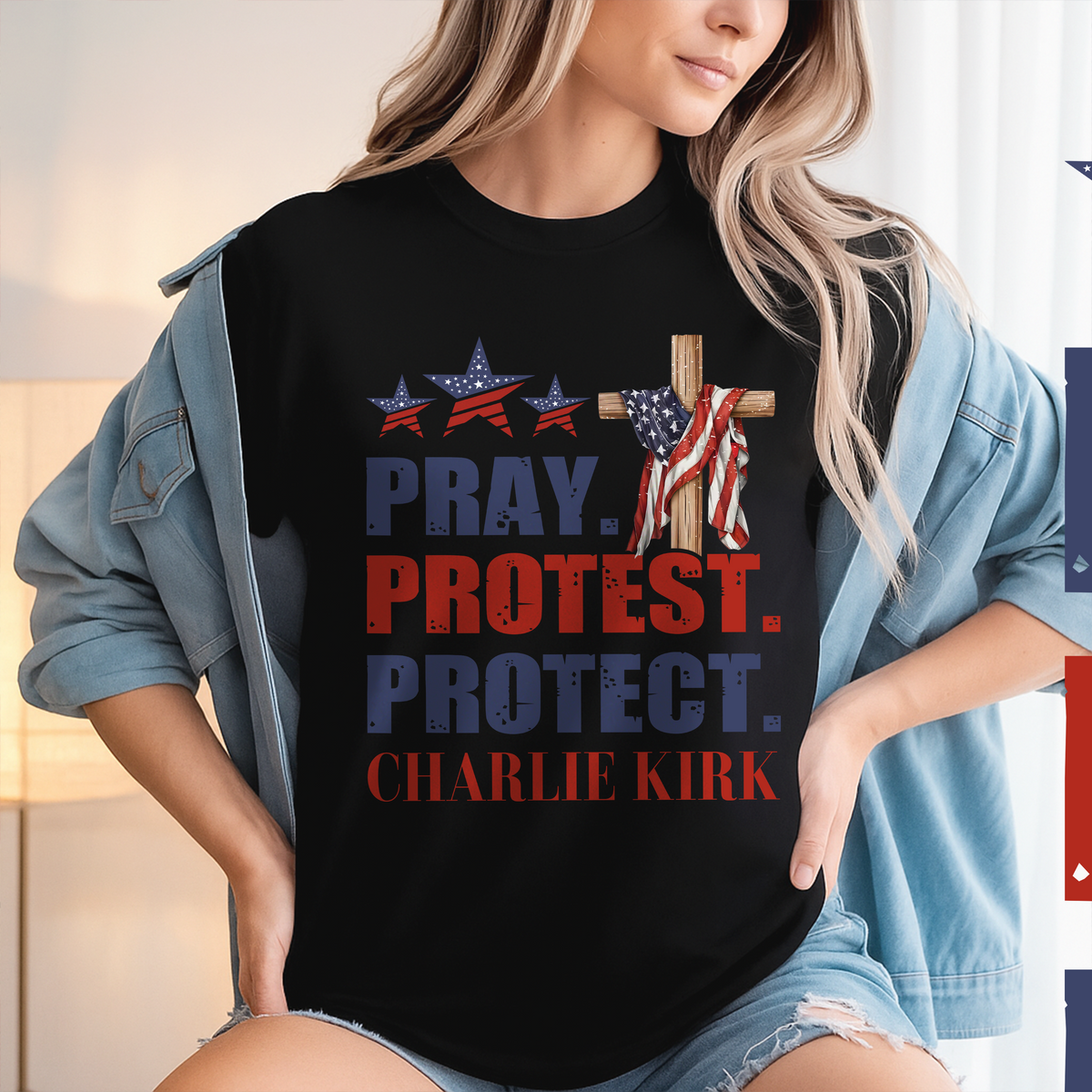 Pray Protest Protect Charlie Kirk Memorial Dark Shirt LM32 65471