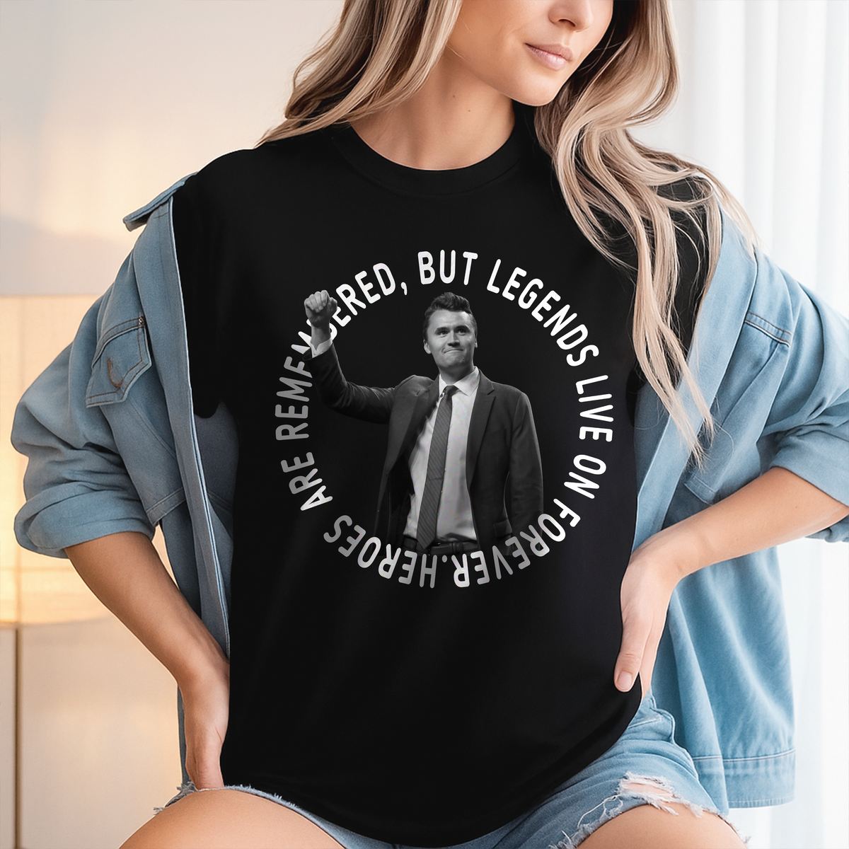 Pray For Legends - Charlie Kirk Lives On Forever Memorial Dark Shirt LM32 65477