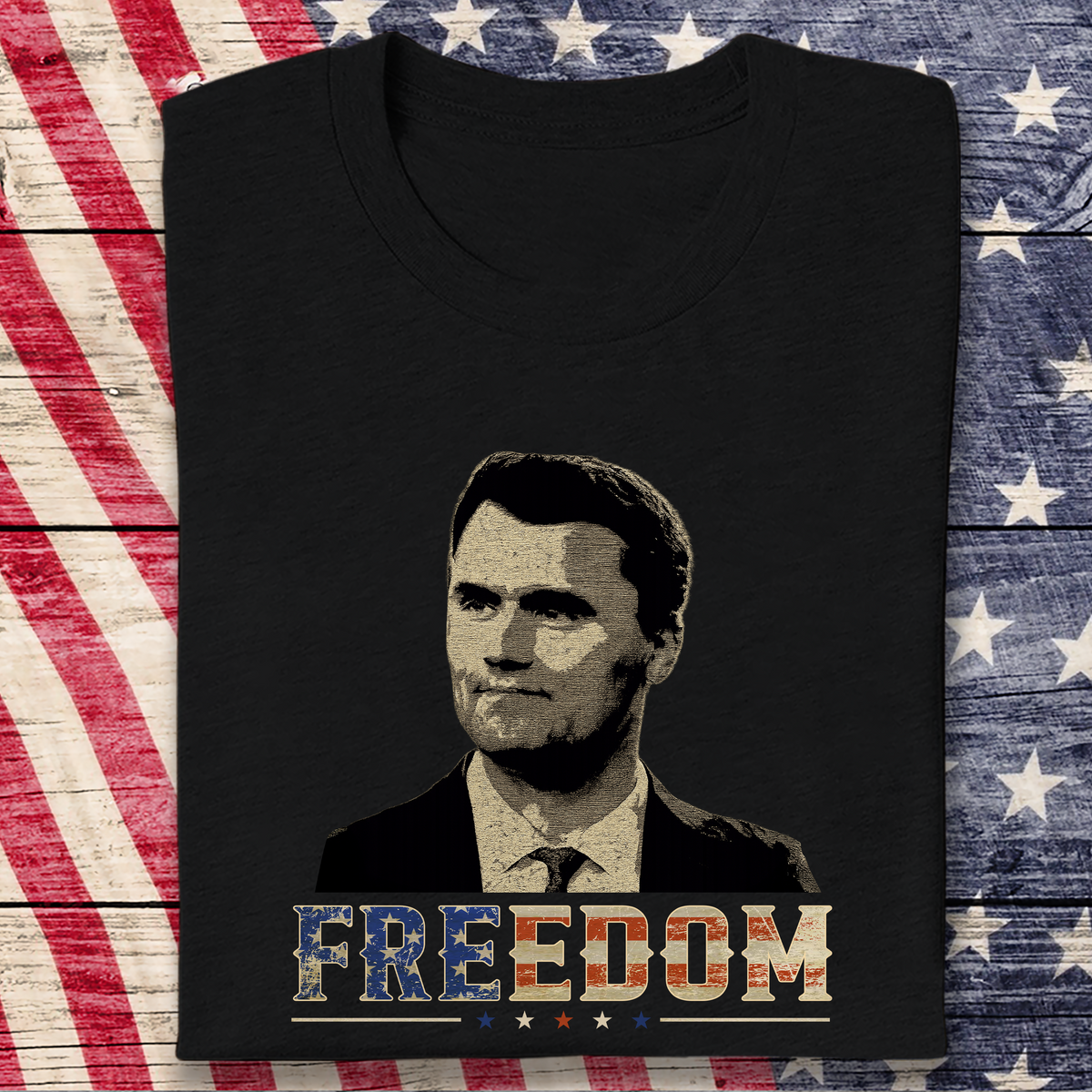 Freedom Charlie Kirk America Flag Dark Shirt CH07 67616
