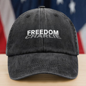 RIP Charlie Kirk Freedom Washed Denim Baseball Cap CH07 67722