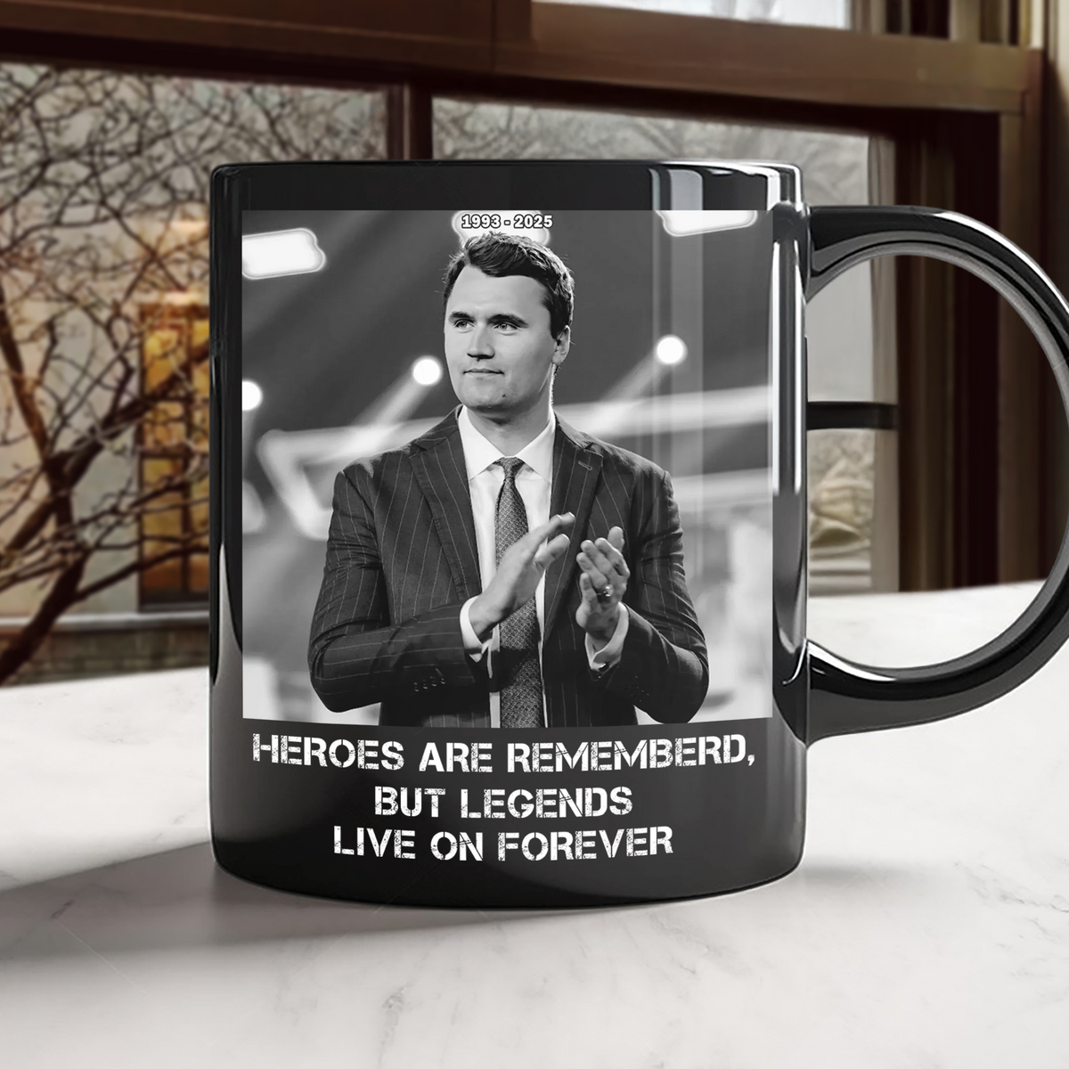 Pray For Charlie Kirk - Legends Live On Forever Black Mug LM32 65407