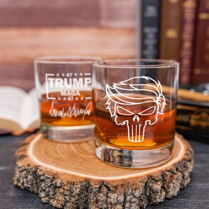 Patriotic Trump MAGA 47 Punisher Engraved Whiskey Glass LM32 63995