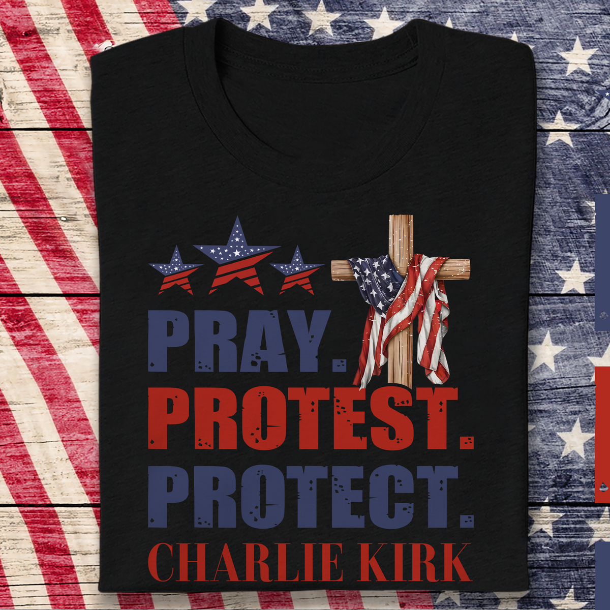 Pray Protest Protect Charlie Kirk Memorial Dark Shirt LM32 65471