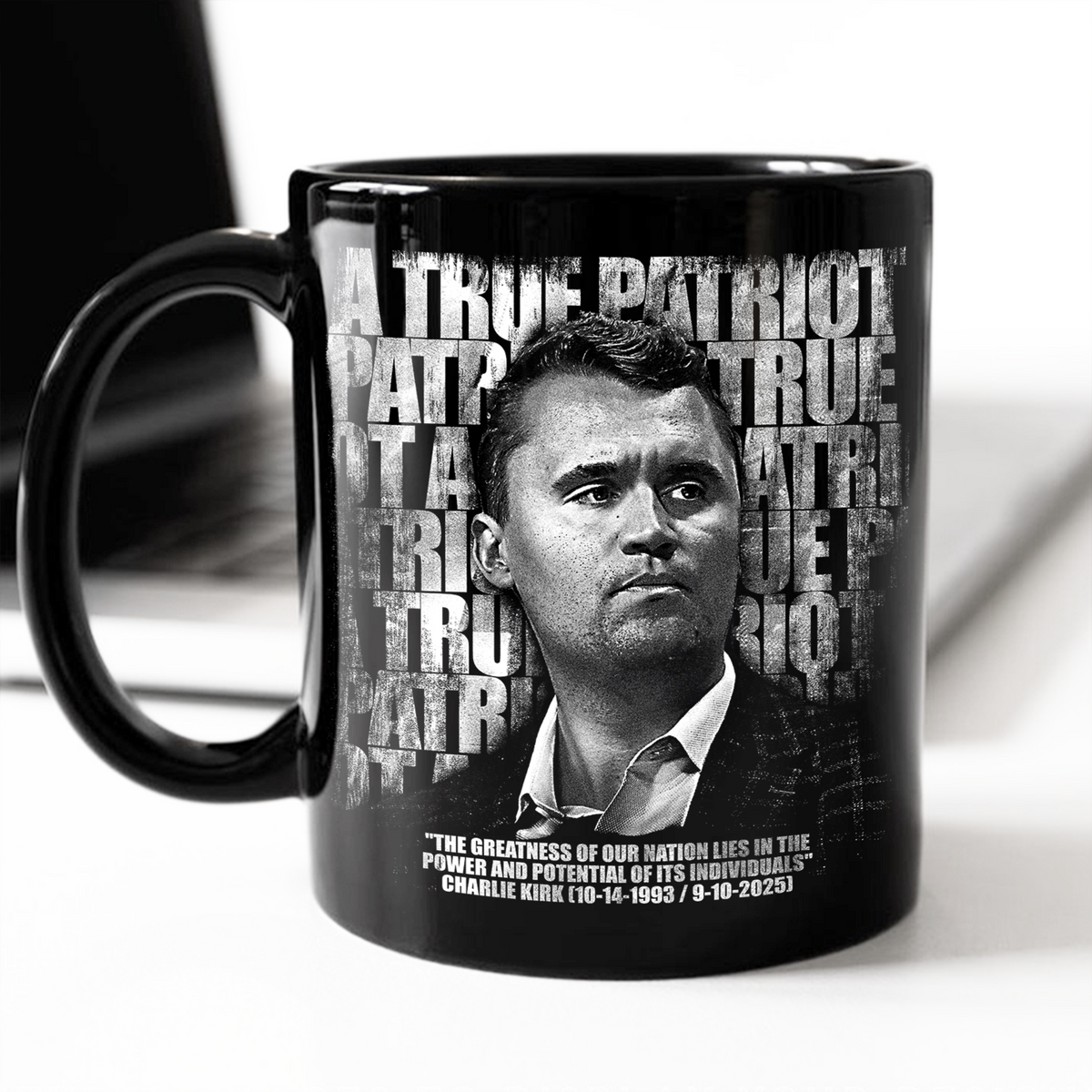 Charlie Kirk Memorial – A True Patriot Tribute Remembrance Black Mug LM32 65541