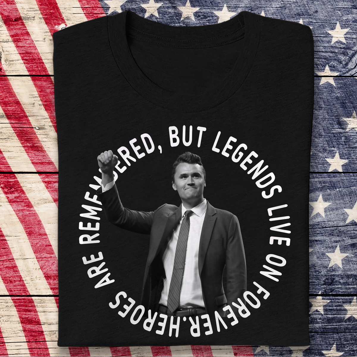 Pray For Legends - Charlie Kirk Lives On Forever Memorial Dark Shirt LM32 65477
