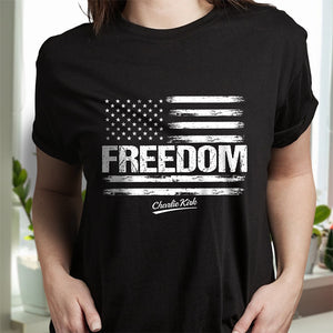 Freedom Pray For Charlie Kirk USA American Flag Patriotic Dark Shirt CH07 67604