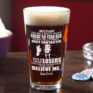 Great Year Old  Beer Trump Print Beer Glass HA75 62556