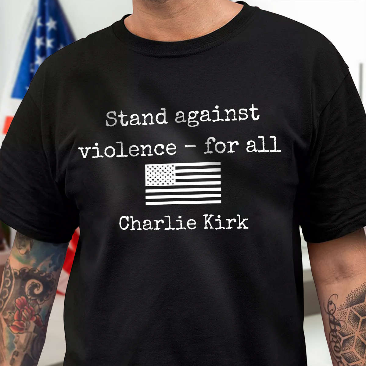 Charlie Kirk Stand Against Violence Dark Shirt LM32 65647