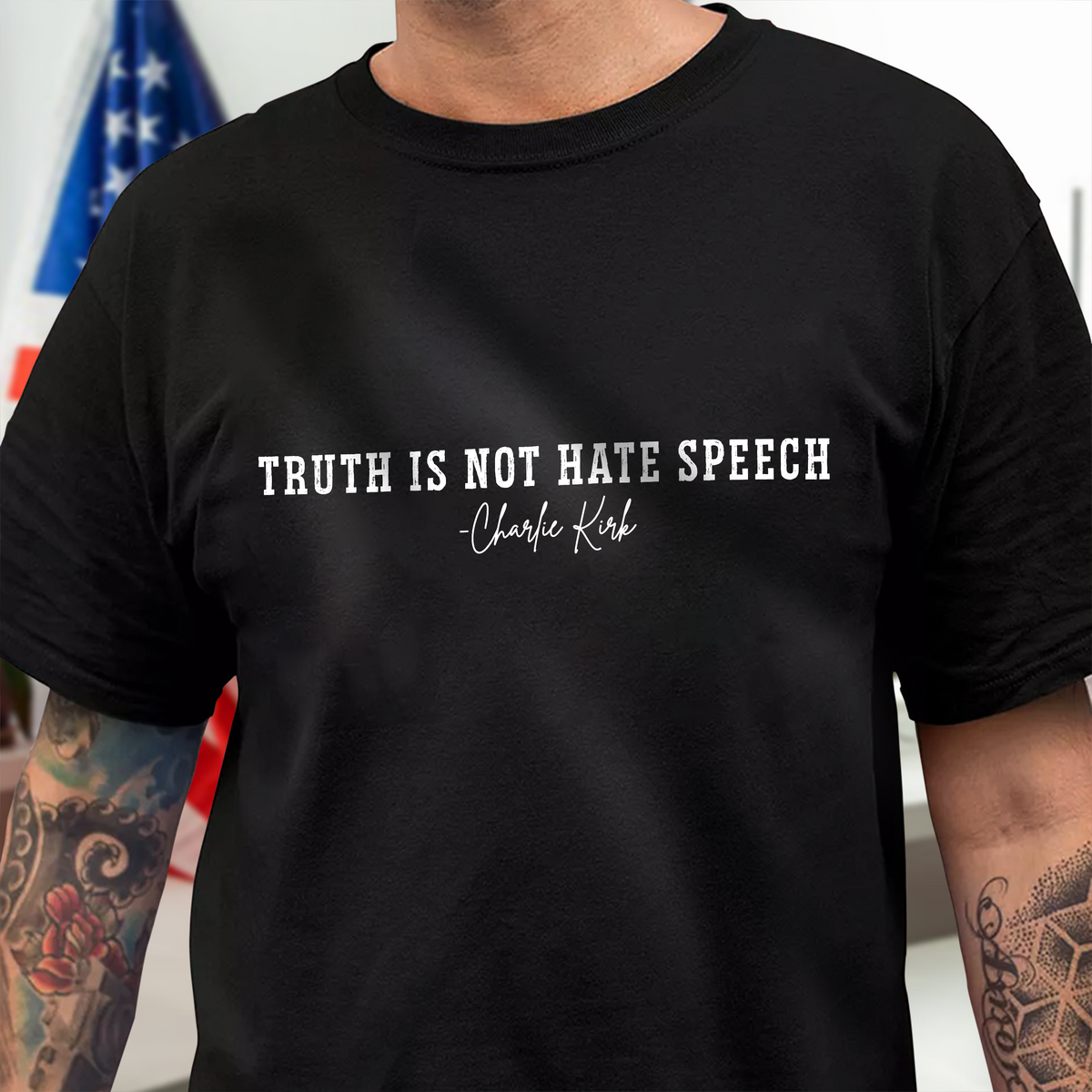 Pray For Charlie Kirk - Truth Is Not Hate Speech Dark Shirt LM32 65671