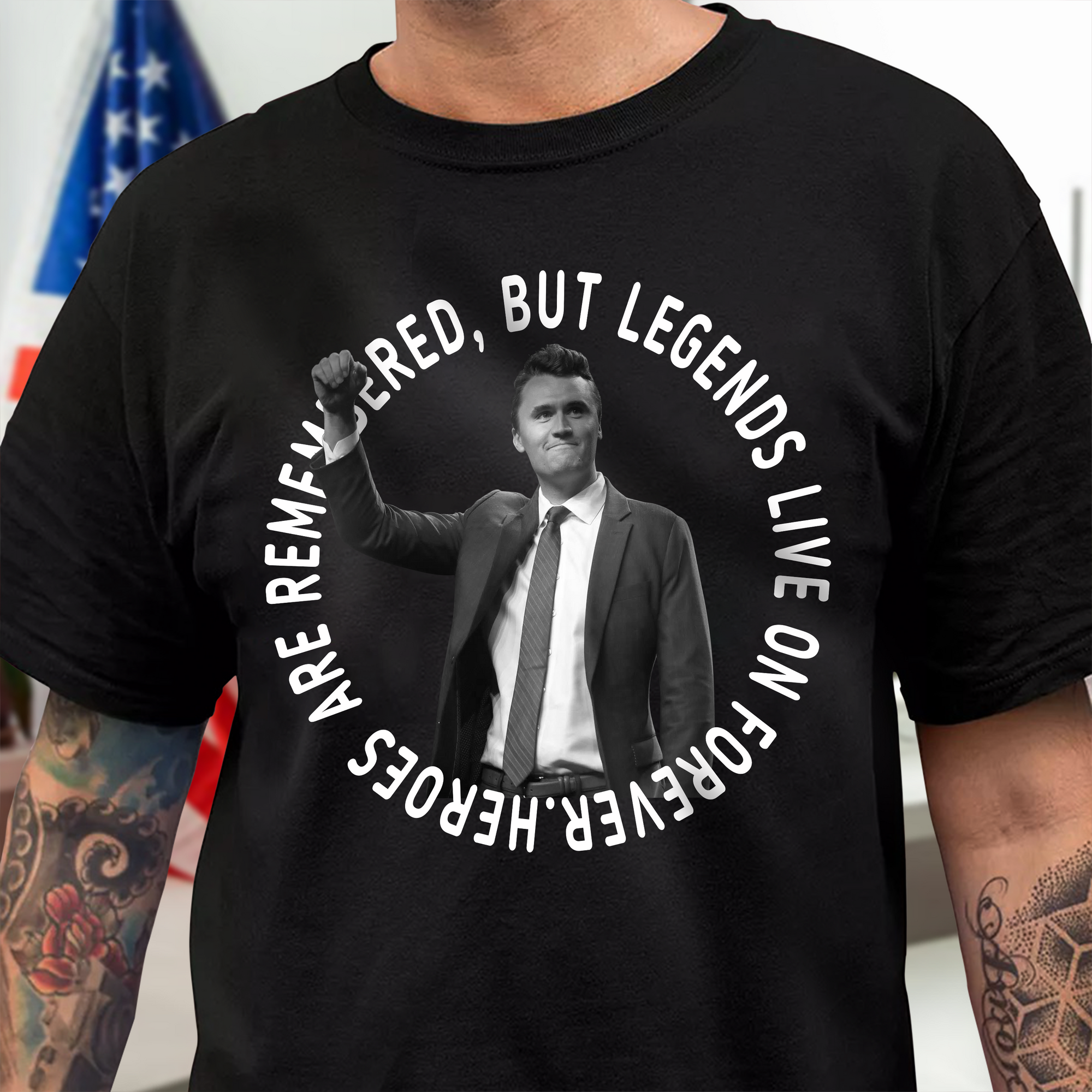 Pray For Legends - Charlie Kirk Lives On Forever Memorial Dark Shirt LM32 65477