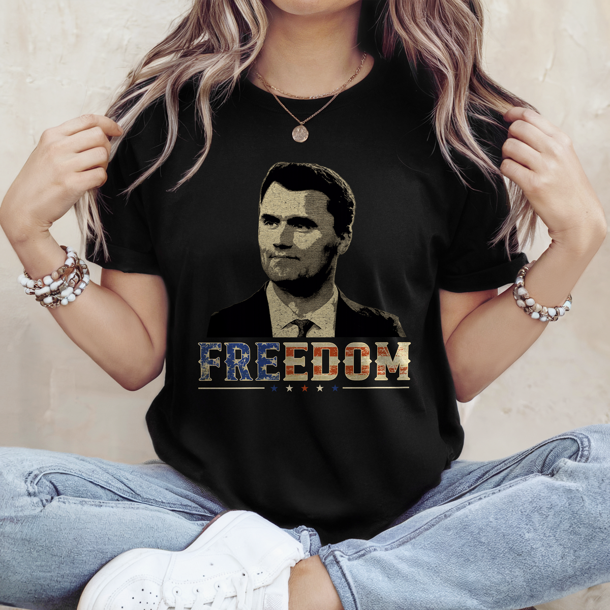 Freedom Charlie Kirk America Flag Dark Shirt CH07 67616