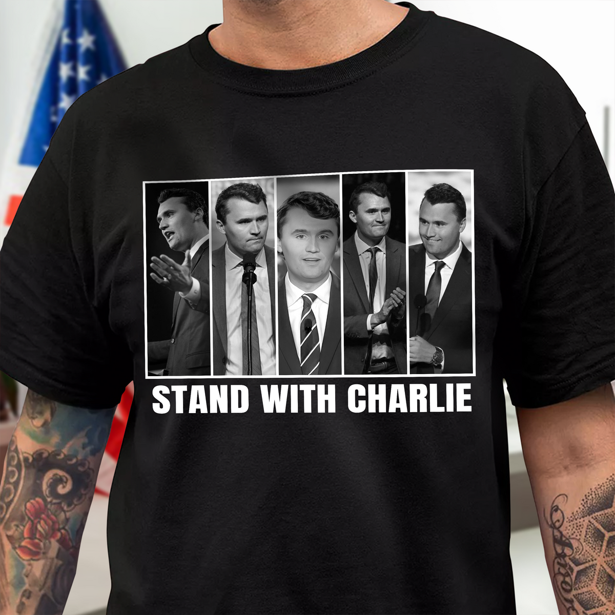 Stand With Charlie Kirk - A True Patriot Dark Shirt LM32 65549