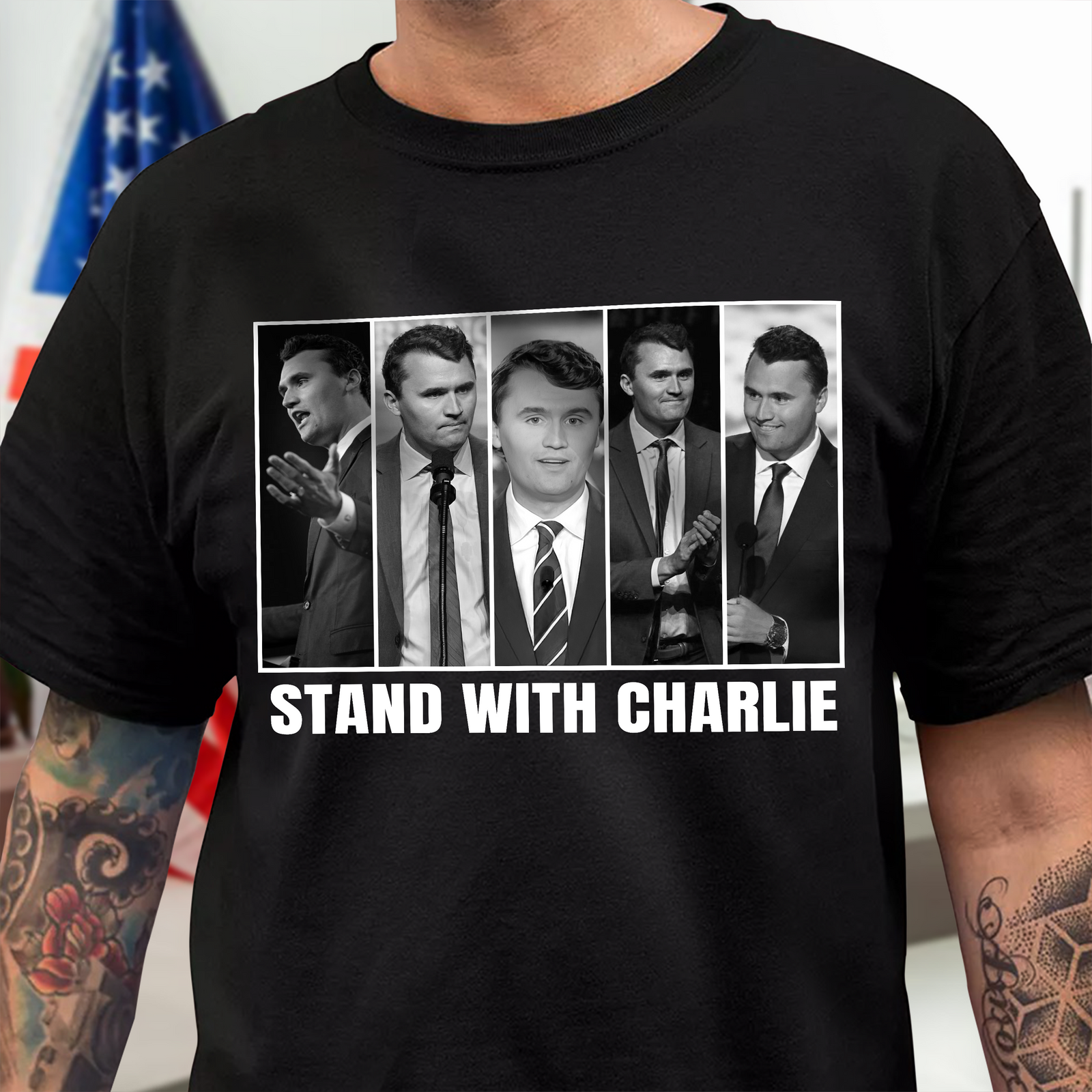 Stand With Charlie Kirk - A True Patriot Dark Shirt LM32 65549